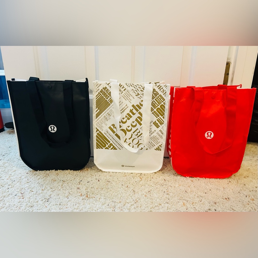 lululemon athletica Black, White, and Red Tote Trio
